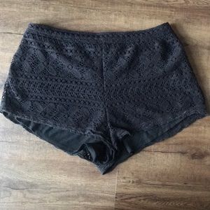 black knitted shorts